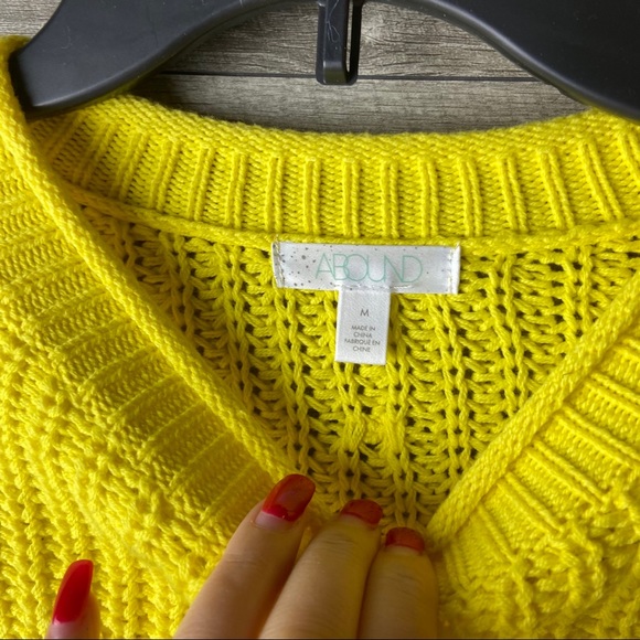 Abound women/'s yellow ribbed knit dolman textured pullover sweater size Medium